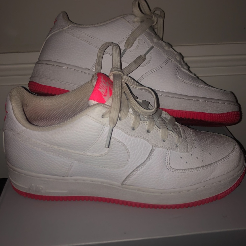 pink and white Air Force 1's